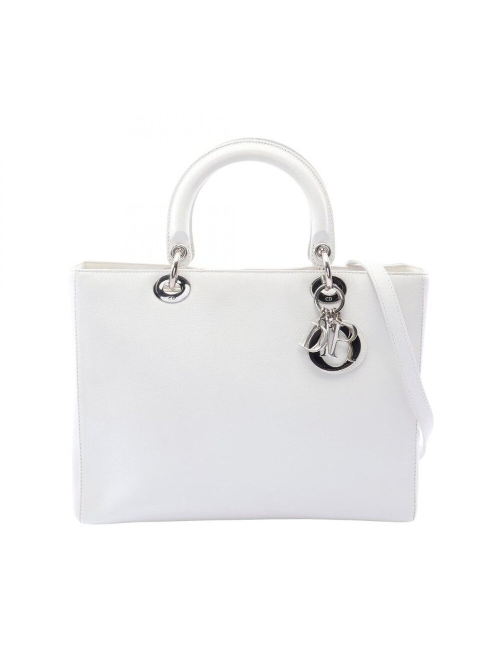 Dior Handbag Lady Dior Large 2-Way White Leather